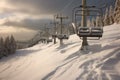 ski lift chairs ascending a snow-covered slope