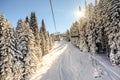 Ski lift with chairs in Kopaonik resort in Serbia Royalty Free Stock Photo