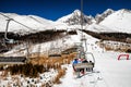 Ski-lift chairs in resort Tatranska Lomnica in High Tatras mountains, Slovakia Royalty Free Stock Photo