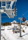 Ski-lift chairs in resort Tatranska Lomnica in High Tatras mountains, Slovakia Royalty Free Stock Photo