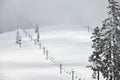 Ski lift and fresh snow in the Cascade Mountains of Washington State