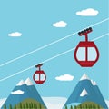 Ski Lift Gondola Snow Mountains, Forest