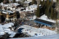 Ski lift gondola station with view to Vail ski village