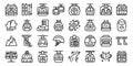 Ski lift icons set outline vector. Resort slope