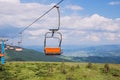 Ski lift mast in a summer mountain landscape. Carpathian mountains, Ukraine, Europe. Discover the beauty of earth Royalty Free Stock Photo