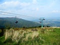 Ski lift mechanism in the resort of Pylypets Royalty Free Stock Photo