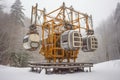 ski lift mechanism with rotating wheels and cables Royalty Free Stock Photo