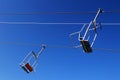 Ski lift for skiers in Alpe di Siusi. The Dolomites, Italy. Hills of Tyrol in early autumn. Indian summer. The concept of walking,