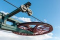 Ski lift mechanism wheels and cable