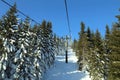 Ski lift in mountain in winter, Serbia Royalty Free Stock Photo
