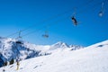 Ski lift in the mountainous ski resort in the Alps