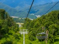 Ski lift in the mountains near the city of Sochi in summer