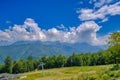 Ski lift in the mountains near the city of Sochi in summer