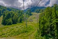 Ski lift in the mountains near the city of Sochi in summer