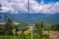 Ski lift in the mountains near the city of Sochi in summer