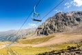 Ski lift in Summer. Near Shymbulak Ski Resort Hotel in Almaty, K