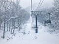 Ski-lift in Niseko Ski Resort, Hokkaido.