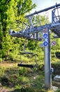 Ski lift over the forest Royalty Free Stock Photo