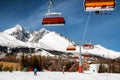 Ski-lift in resort Tatranska Lomnica in High Tatras mountains, Slovakia Royalty Free Stock Photo