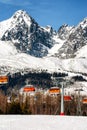 Ski-lift in resort Tatranska Lomnica in High Tatras mountains, Slovakia Royalty Free Stock Photo