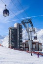 Ski lift. Ski resort Val Thorens. Village of Les Menuires Royalty Free Stock Photo