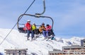 Ski lift. Ski resort Val Thorens. Village of Les Menuires Royalty Free Stock Photo