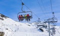 Ski lift. Ski resort Val Thorens. Village of Les Menuires Royalty Free Stock Photo