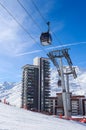 Ski lift. Ski resort Val Thorens. Village of Les Menuires Royalty Free Stock Photo