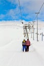 Ski-lift, skiers Royalty Free Stock Photo