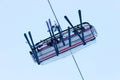 Ski lift skiers from bottom Royalty Free Stock Photo