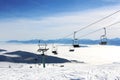 Ski lift and skiers Royalty Free Stock Photo