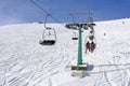 Ski lift and skiers Royalty Free Stock Photo