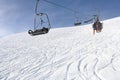 Ski lift and skiers Royalty Free Stock Photo