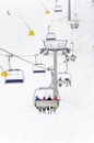 Ski lift, skiing, winter resort in Bansko, Bulgaria Royalty Free Stock Photo