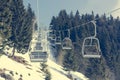 Ski lift at skiing resort. Royalty Free Stock Photo