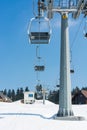 Ski lift at skiing resort. Royalty Free Stock Photo