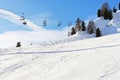 Ski lift and slope of Dolomites mountains