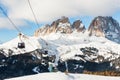 Ski lift in Val di Fassa ski resort, Dolomites, Italy