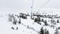 Ski lift in snowy mountains, Dragobrat, Ukraine