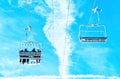 Ski Lift System against a Clear Blue Sky Royalty Free Stock Photo