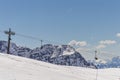 Ski lift at the top of the Dolomites Alps Mountains Royalty Free Stock Photo