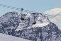 Ski lift at the top of the Dolomites Alps Mountains Royalty Free Stock Photo