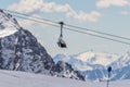 Ski lift at the top of the Dolomites Alps Mountains Royalty Free Stock Photo