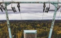 Ski Lift View On Autumn at Cloudy Day