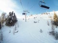 Ski lift in winter resort, French Alps Royalty Free Stock Photo