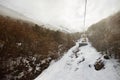 Ski Lifts on a Cloudy, Misty morning