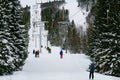 ski lifts in scandinavian resort. ski resort, slope, ski lift with snow, Lapland