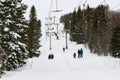 ski lifts in scandinavian resort. ski resort, slope, ski lift with snow, Lapland