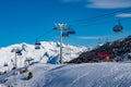Ski lifts for ski and snowboard players for winter holiday in Alps area, Les Arcs 2000, Savoie, France, Europe
