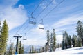 Ski lifts at ski/snowboard resort Royalty Free Stock Photo